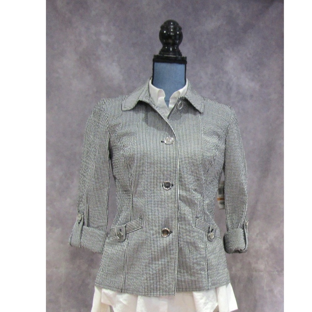 NEW Charter Club Black White Seersucker Jacket